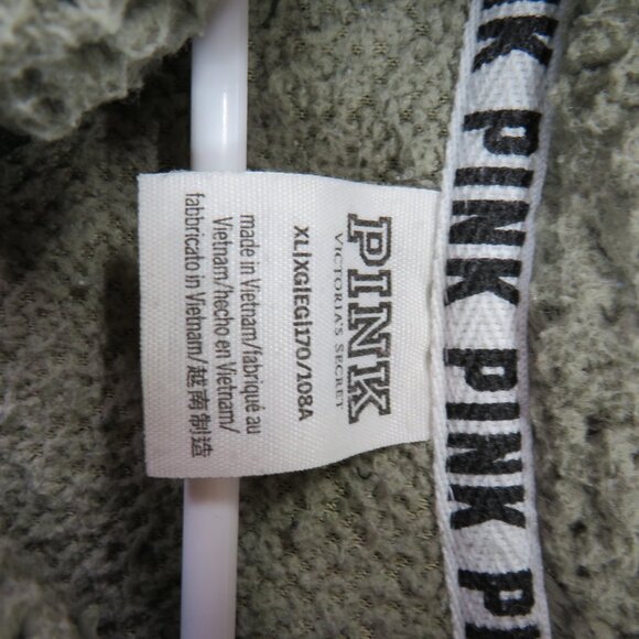 Pink Victoria's Secret Pullover Womens XL Sherpa Fleece Quarter Zip Kangaroo Poc - Picture 4 of 9